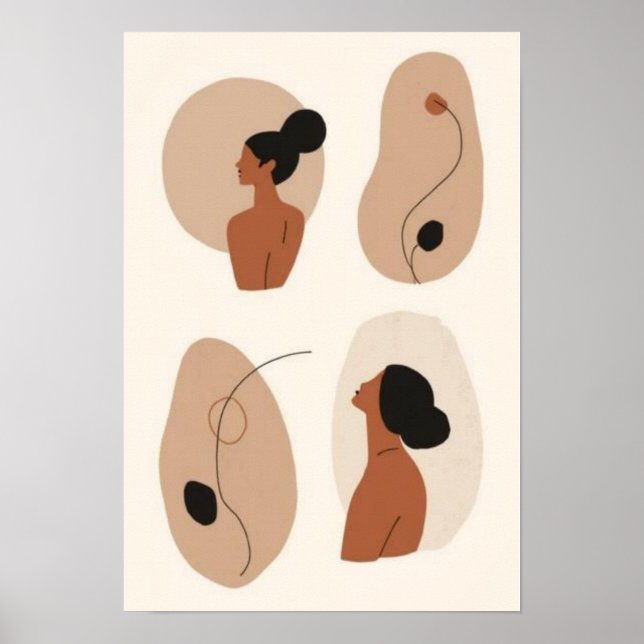 Affiche Ensemble de portraits féminins abstraits | Mur de  (Devant)