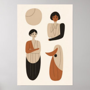 Affiche Ensemble de portraits figuratifs abstraits Scan