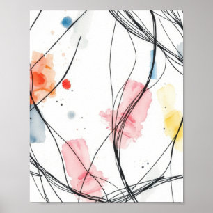 Affiche Ensemble de tirages de dessins au trait abstraits