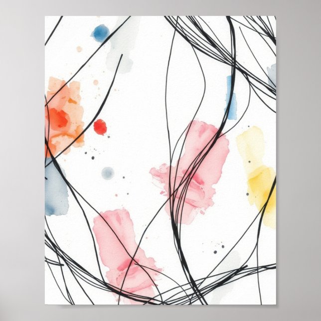 Affiche Ensemble de tirages de dessins au trait abstraits  (Devant)