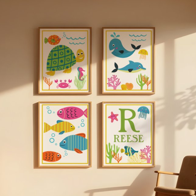 Affiche Ensemble d'impression d'art de créatures marines p (Créateur téléchargé)