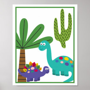 Affiche Ensemble d'impression d'art personnalisé de dinosa