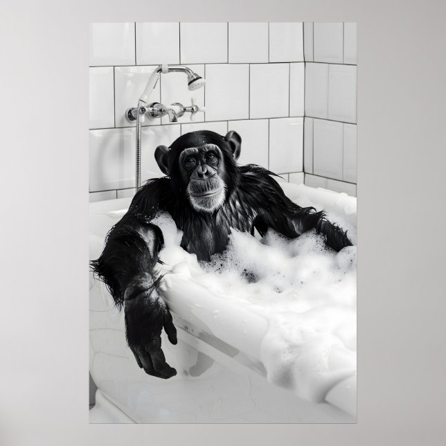 Affiche Ensemble d'impression de bain moussant de singe dr (Devant)