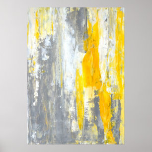 Affiche 'Ensemble' Gris et Jaune Art Abstrait
