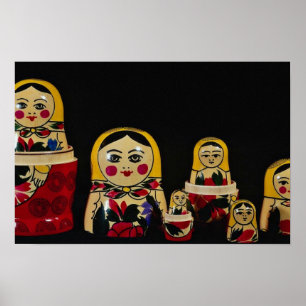 Affiche Ensemble russe de poupée, peinture en bois russe