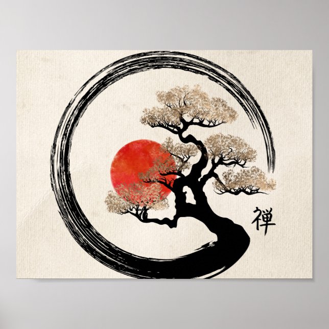 Affiche Enso Circle et Bonsai Tree sur toile (Devant)