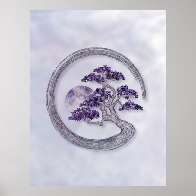 Affiche Enso Zen Cercle Améthyste Bonsai Arbre (Devant)