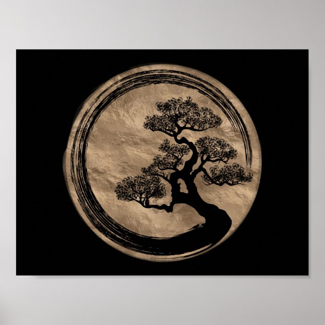Affiche Enso Zen Circle et Bonsai Tree Gold (Devant)