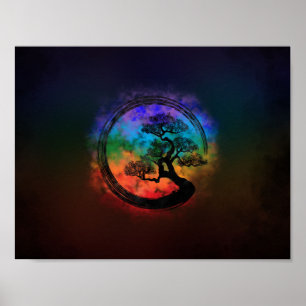 Affiche Enso Zen Circle et Bonsai Tree Nebula
