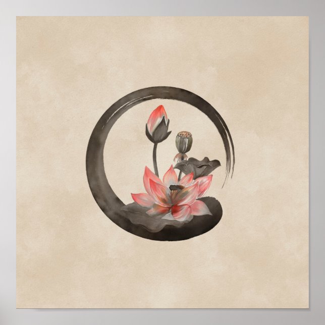 Affiche Enso Zen Circle et Lotus (Devant)