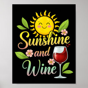 Affiche Ensoleillement et vin T-shirt drôle de jeu de mots