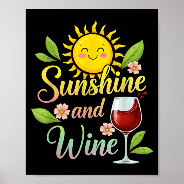 Affiche Ensoleillement et vin T-shirt drôle de jeu de mots (Devant)