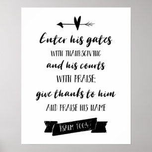 Affiche Enter his gates Psalms Christian Typography Chic