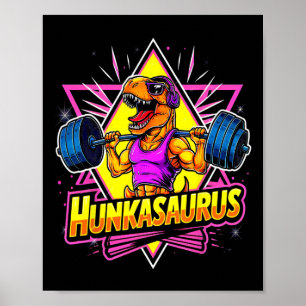 Affiche Entraînement au gym Hunkasaurus T-rex Powerlifting