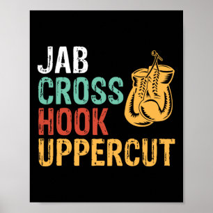 Affiche Entraînement de boxeur Jab Cross Hook Uppercut Hom