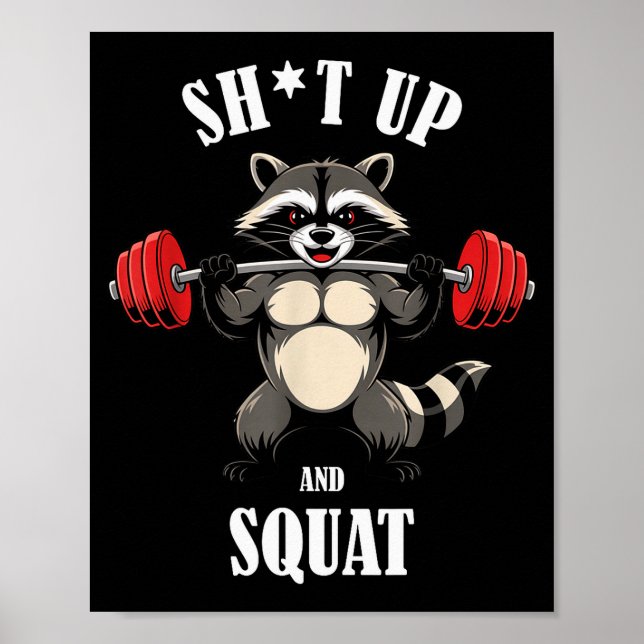 Affiche Entraînement de musculation de raton laveur drôle  (Devant)