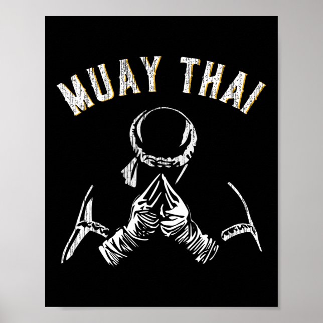 Affiche Entraînement Vintage Muay Thai Mma Kickboxing  (Devant)