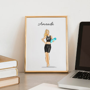 Affiche entraînement, yoga, illustration de mode