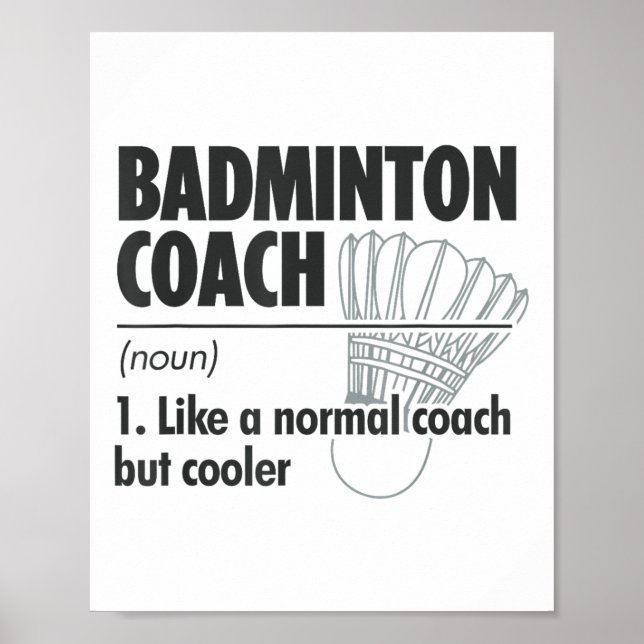 Affiche Entraîneur de badminton Définition du nom Badminto (Devant)
