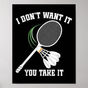 Affiche Entraîneur de badminton Pas de pleurs Navette Joue