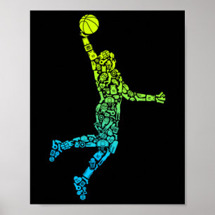 Affiche Entraîneur de basket-ball Dunking Kids Hommes Garç