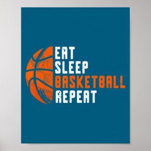 Affiche Entraîneur de Basketball Manger Dormir Basketball
