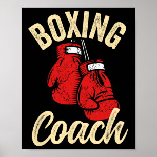 Affiche Entraîneur de boxe cool gants rouges kickboxing ki