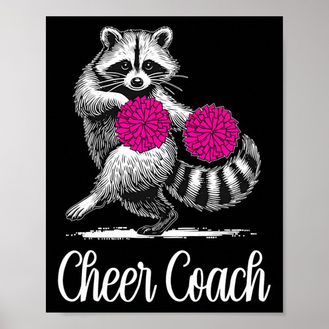 Affiche Entraîneur de cheer raton laveur drôle meneuse de  (Devant)