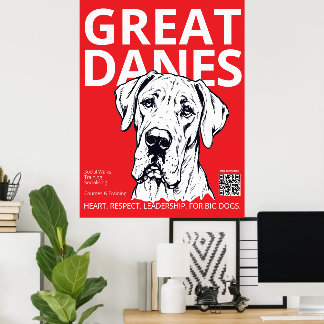 Affiche Entraîneur de Dogue Allemand Noir Rouge Blanc 