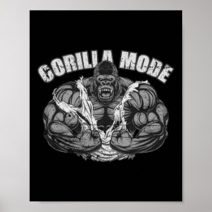 Affiche Entraîneur de fitness singe gym mode gorille singe