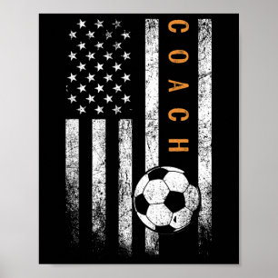 Affiche Entraîneur de football américain Design de drapeau