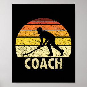 Affiche Entraîneur de hockey sur gazon Rétro Sunset Vintag