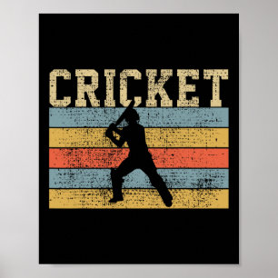 Affiche Entraîneur de joueur de cricket Sports Rétro Vinta