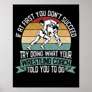 Affiche Entraîneur de lutte Funny Sport Entraîneur de lutt