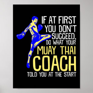 Affiche Entraîneur de Muay Thai drôle Boxe Design