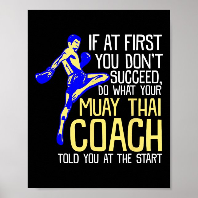 Affiche Entraîneur de Muay Thai drôle Boxe Design  (Devant)