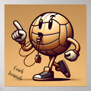 Affiche Entraîneur de personnage de volley-ball