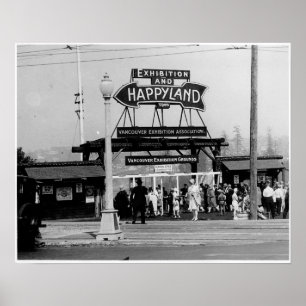 Affiche Entrée de Happyland, Vancouver Exhibition, 1929