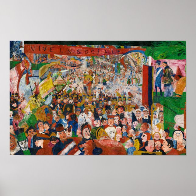 Affiche Entrée du Christ à Bruxelles en 1889 par J. Ensor (Devant)