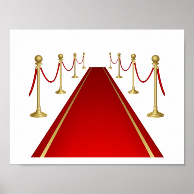 Affiche Entrée sur tapis rouge avec barrières dorées (Devant)
