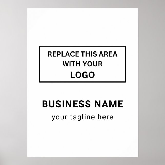 Affiche Entreprise customisée Simple Logo Entreprise Blanc (Devant)