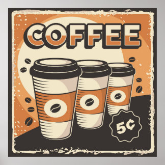 Affiche entreprise de café vintage