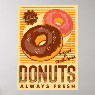 Affiche entreprise de donuts vintages rétro