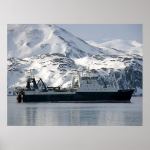 Affiche Entreprise de Kodiak, chalutier usine dans le port