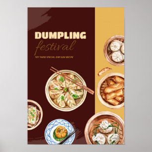 Affiche Entreprise Dimsum Watercolor