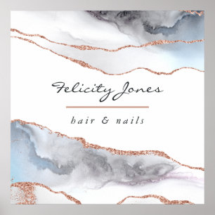 Affiche Entreprise Gold Agate Blanche et Rose