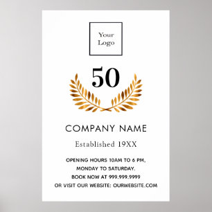 Affiche Entreprise nom établi or blanc