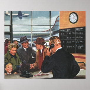 Affiche Entreprise vintage, personnes au comptoir de la co
