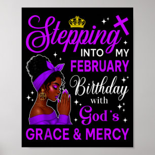 Affiche Entrer Dans Mon Anniversaire De Février Noir Afro