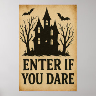 Affiche Entrez si vous osez Halloween vintage